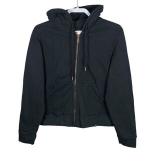 American Giant Hoodie Womens Small Black Classic Full Zip Relaxed 2.0 Heavy USA